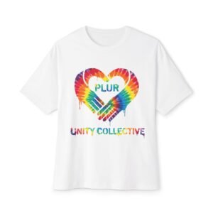 PLUR Tie-Dye Heart Tee — Unity Collective Oversized T-Shirt