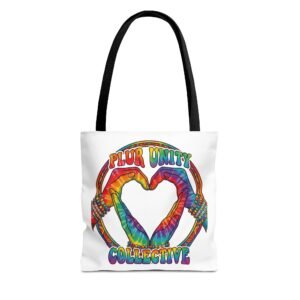 PLUR Unity Collective Tie-Dye Heart Tote Bag