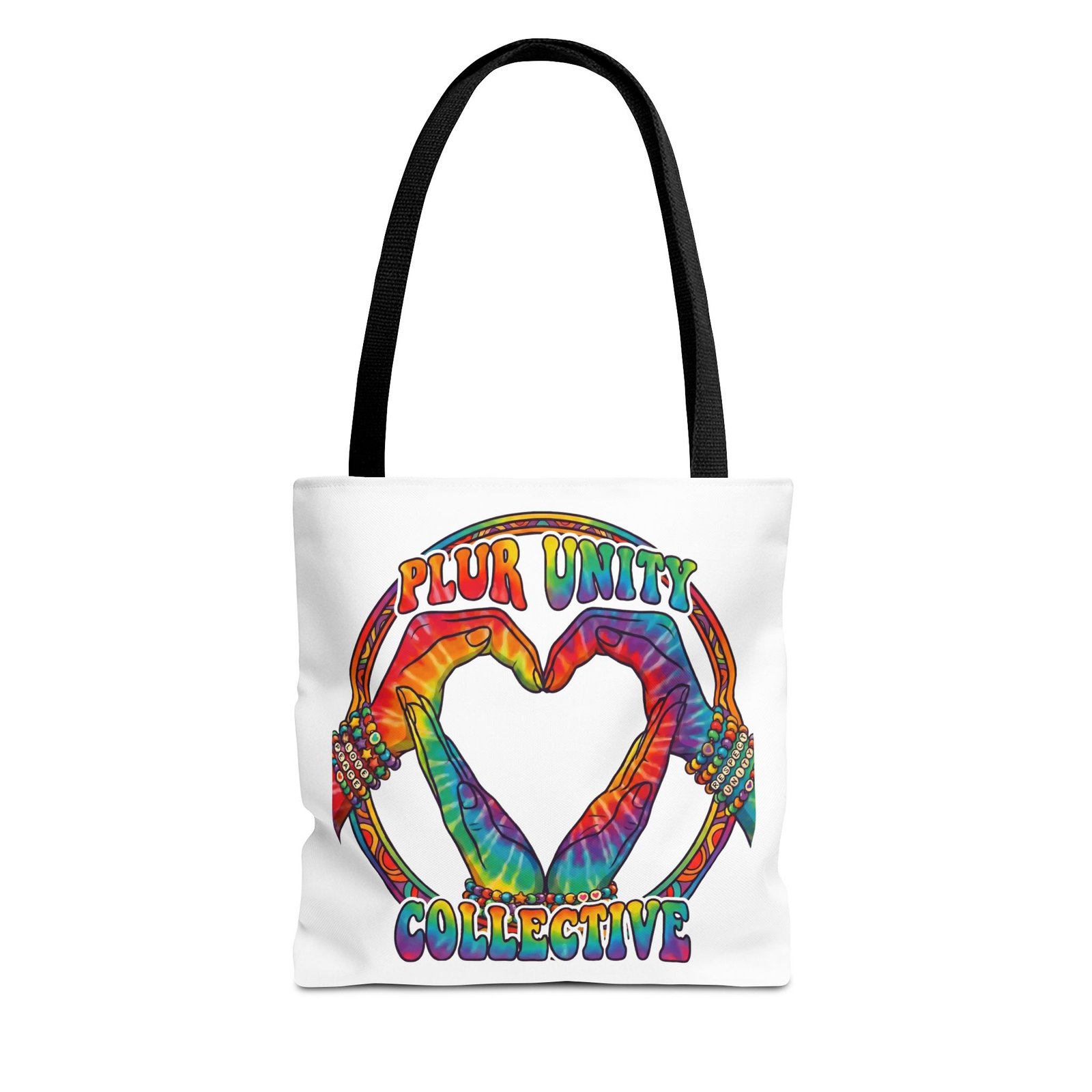 PLUR Unity Collective Tie-Dye Heart Tote Bag